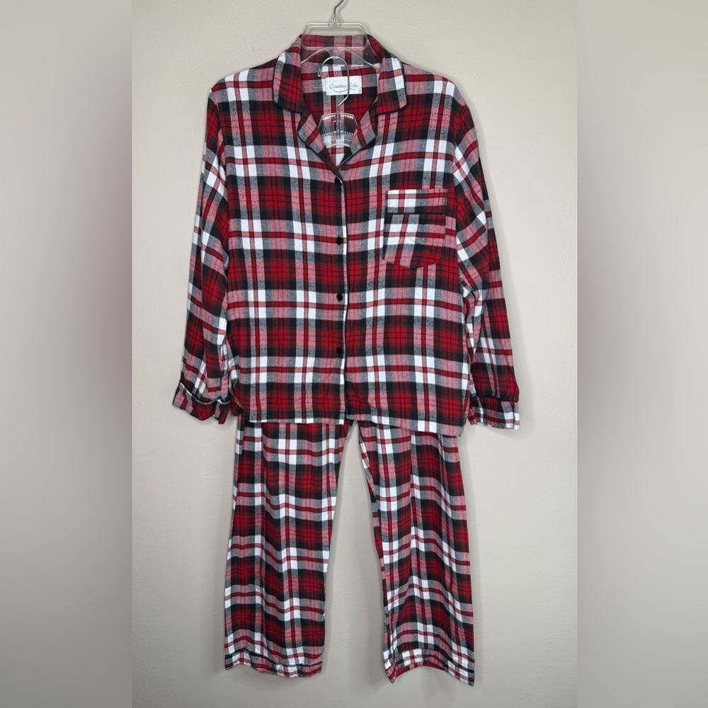 Courtney Cole Vintage Flannel Red Plaid Pajamas Size Large